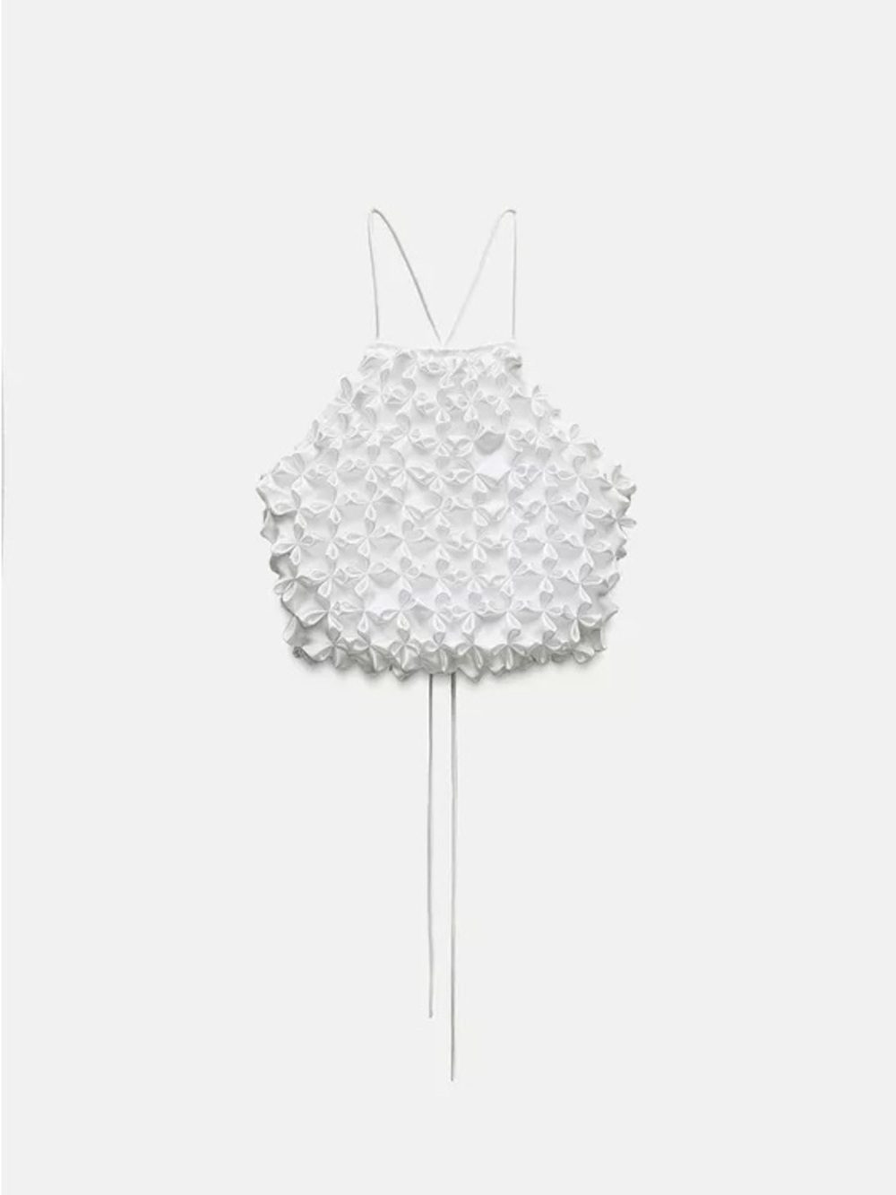 Zara White Floral Appliqué Halter Top